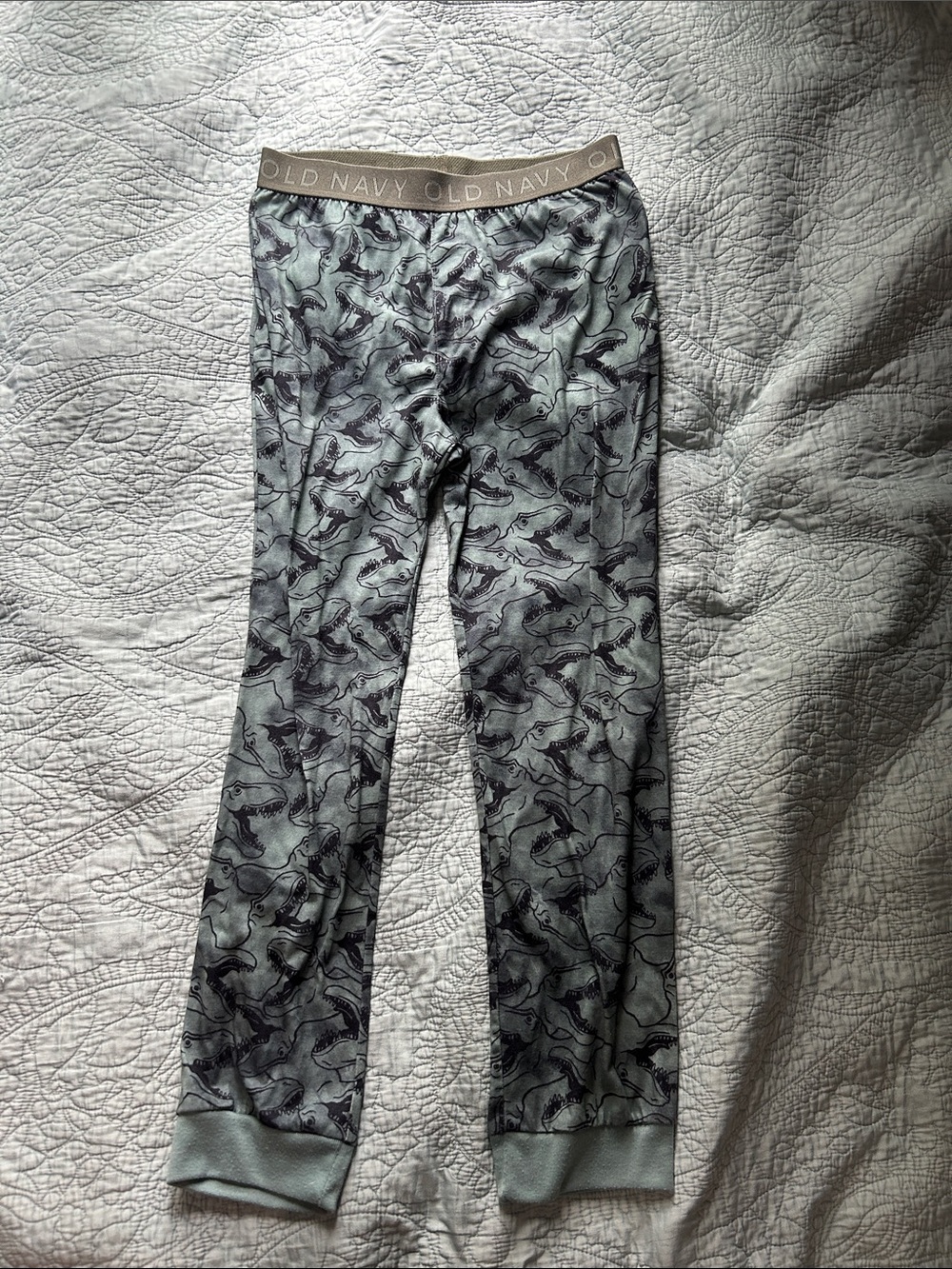 Old Navy Men's Light Gray Shark-Print Jogger Pants Boys XL